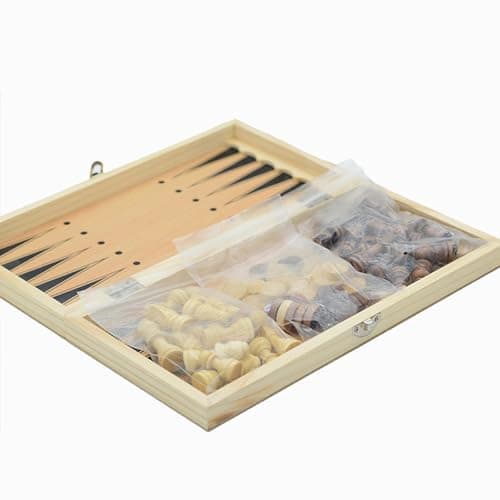 QLECXZI Lightweight Chess Set 3 In 1 Board Games Travel Case Camping Trips Family Reunions Outdoor Fun Allowing For Fun And Challenging Games While Improving Cognitive Skills And — view 5