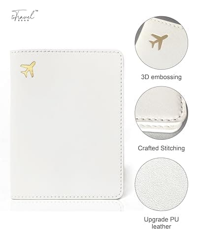 toTravelGear Passport Holder for Travel Essentials,RFID Blocking Passport Cover Case for Travel Accessories,Travel Wallet for Women Men, Cream, Minimalist — view 5