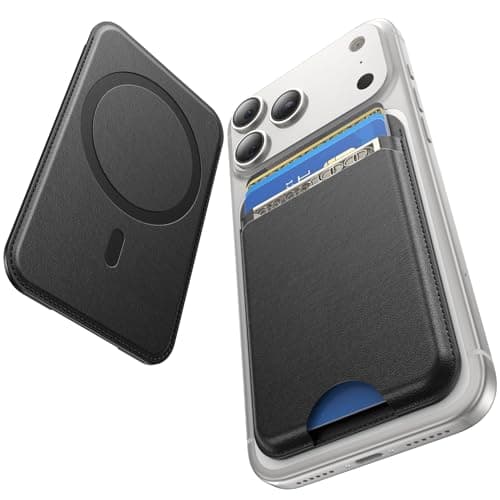 Fanseesy for MagSafe Wallet, 5 Card Holder, Slim Leather Magnetic Wallet for iPhone 17/16/15/14/13/12 Pro Max Plus Air Series, 1 Card Slots & 1 Cash Slot,Black