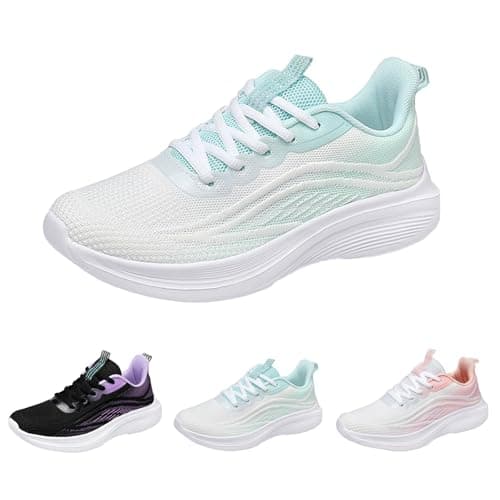 Womens Walking Trainers Flat Shoes for Women UK Sports Shoes Spring Summer Autumn New Breathable Fashion Outdoor Lightweight Comfortable Running Travel Walking Trainer Womens Mint Green 4.5 — view 2