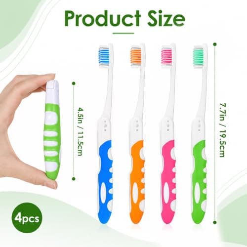 Dplolng 4 Pcs Portable Toothbrush,Travel Size Toothbrush for Camping Hiking — view 2