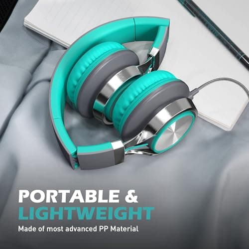 Ailihen C8 Wired Headphones with Microphone and Volume Control, Grey Mint — view 5