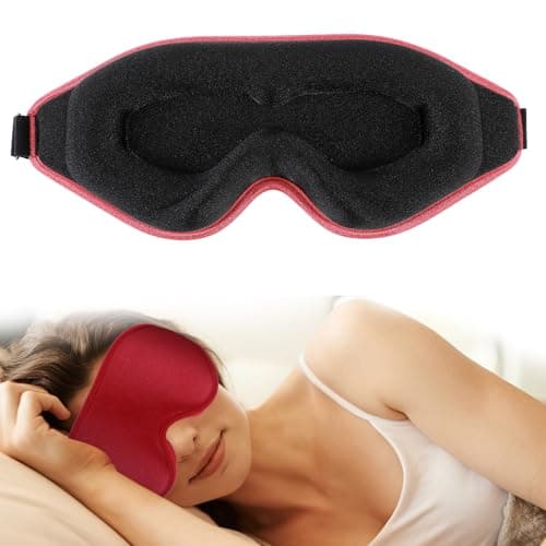 WLLHYF Silk Sleep Mask, 3D Stereo Deep Sleep Eye Mask Comfortable Adjustable Cute Block Out Light Eye Covers for Man and Woman All Night Sleep (Dark Red)