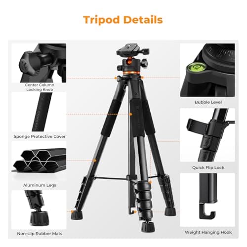 K&F CONCEPT 75 inch Lightweight Camera Tripod — view 6