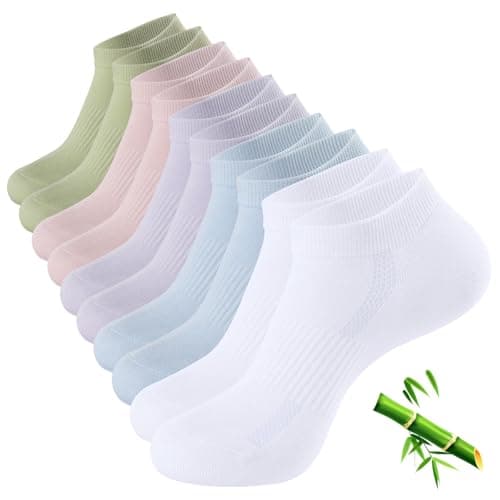 BUDERMMY Bamboo Trainer Socks for Womens, 5 Pairs No Show Ankle Low Cut Invisible Socks Ladies Breathable Short Socks (UK, Numeric, 3, 5, Regular, Regular, 5 Pairs Multicolour)