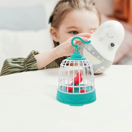 Lurrose Battery-operated Voice-controlled Bird with Realistic Chirping and Lifelike Birdcage Design, Portable Plastic Decorative Piece Suitable for Office and Birthday Party Favors — view 6