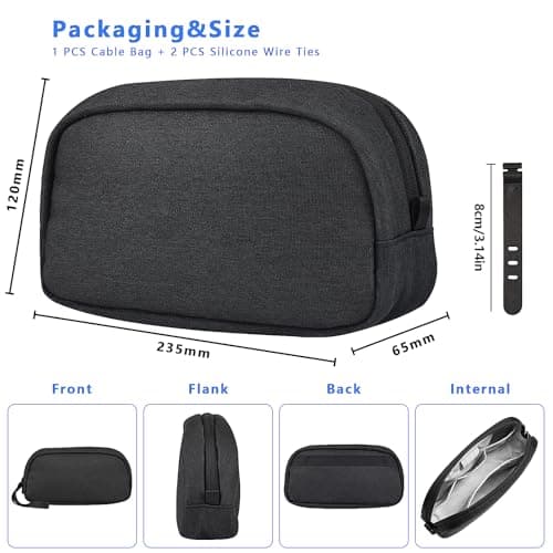 OdiuK Portable Travel Cable Bag, Electronic Universal Organiser Bags,Waterproof Double Layer Electronicsbag Accessories for Mobile Phone, Charging Cable, USB Power Bank — view 4