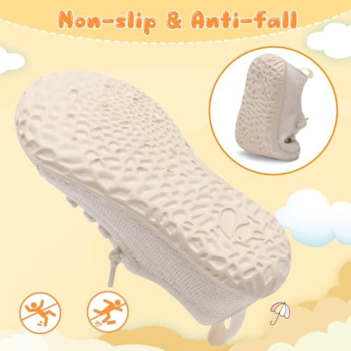 JIASUQI Baby Barefoot Shoes Boys Girls Toddler Slip On Soft Sock Shoe,Beige131,12-18Months — view 6