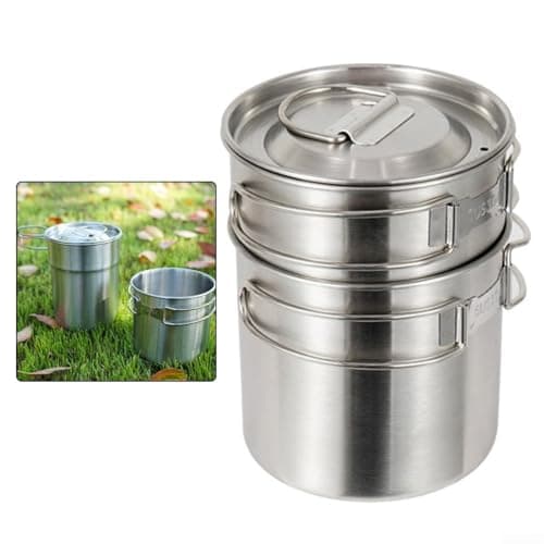HaloModora Two piece camping pot foldable design made of 304 stainless steel, perfect for travel, mountain climbing, and outdoor cooking use — view 2