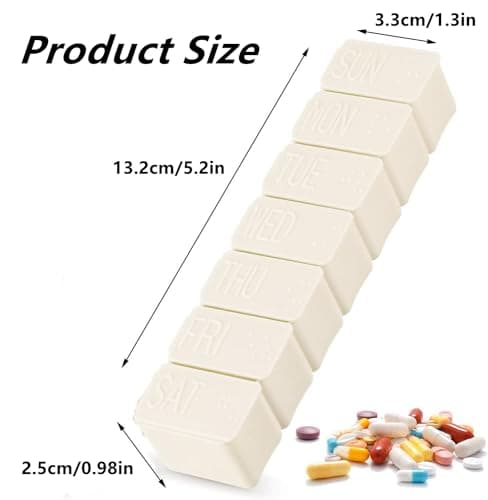 RUIENGCOMM 2 Pcs Daily Pill Box Portable Pill Case Weekly Pill Organizer Plastics Weekly Tablet Organiser Pill Container for Tablet Organiser Vitamins Supplements Medicine — view 2