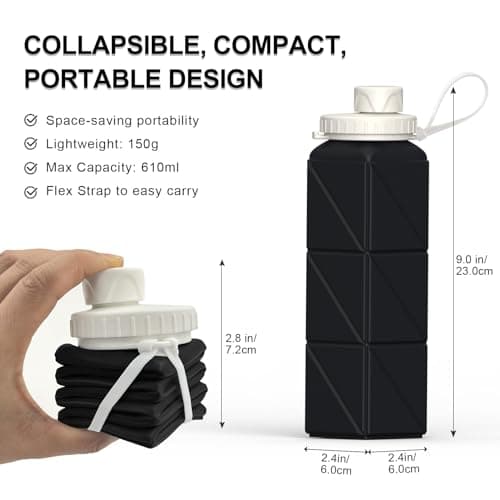 BEAUTAIL Collapsible Water Bottle 610 mL, Silicone Travel Water Bottle — view 3