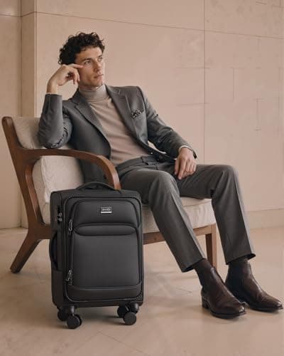 COOLIFE Cabin Suitcase Softside 20'' Soft Shell Carry-on 59cm,38L, TSA Lock — view 2