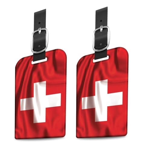 [Pack 2] tag8 Swiss Flag Smart Bag tag |Trendy Luggage tag ID Identification Fashionable Digital Name tag | Airline Compliant, SITA Enabled | Travel Gift idea, Collectible