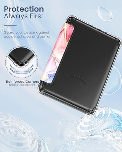 MoKo Case for Kindle Paperwhite 12th Gen & Colorsoft 2024,Pink Gold Marble — view 3