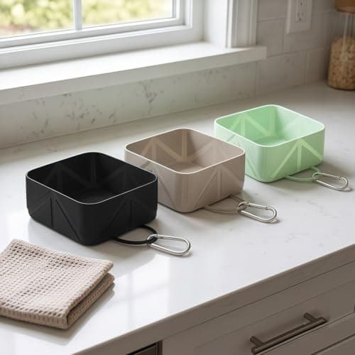 Pffiocix Pet Feeding Travel Bowl for Dogs with Clip-on Carry, Black — view 6