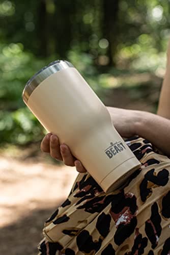 Beast Tumbler - 900 ml (30 oz), Beige Sand | Reusable Stainless Steel, Vacuum Insulated Cup | with + 2 Straws & Cleaning Brush | Double Wall Travel Flask Perfect for Hot or Iced Coffee | BPA Free — view 3