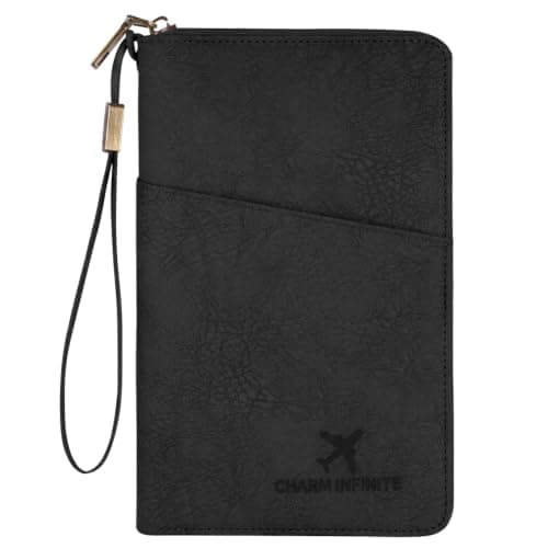AOOSU Travel Wallet, Family Passport Holder, RFID Blocking Travel Accessories Document Organiser, Travels Document Holder for Tickets Waterproof Cover Holiday Essentials Case for Man & Woman Black