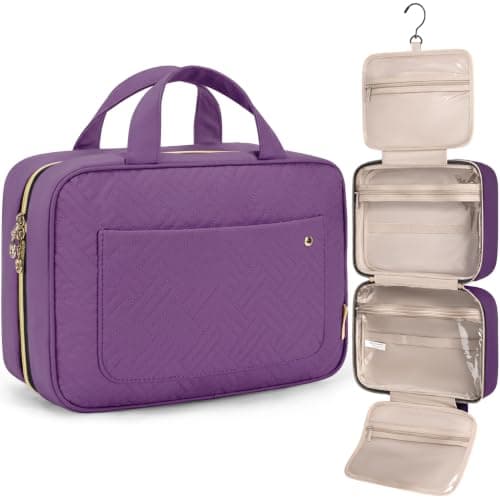 BAGSMART Hanging Travel Toiletry Bag 360° Hook for Full Size Bottle, Medium