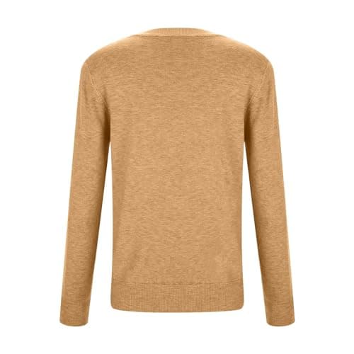 Women's Winter Crew Neck Long Sleeve Travel Hiking T-Shirt Pullover Vest Wool, khaki, L — view 3