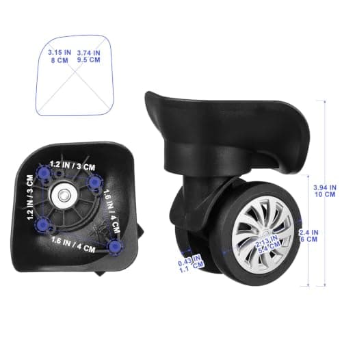 4pcs Universal Suitcase Wheel Repair for Luggage Box, Black Plastic — view 5