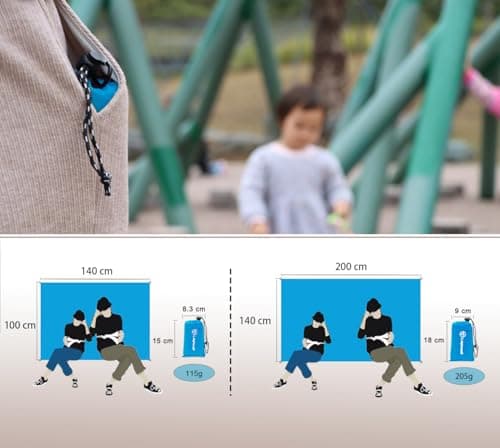Legnowit Outdoor Pocket Blanket, 140 x 200 cm Waterproof Packable Compact Lightweight Picnic Blanket, Sand Free Beach Mat, Outdoor Tarp for Concert Festival Camping Hiking, Stakes Included (Blue) — view 2