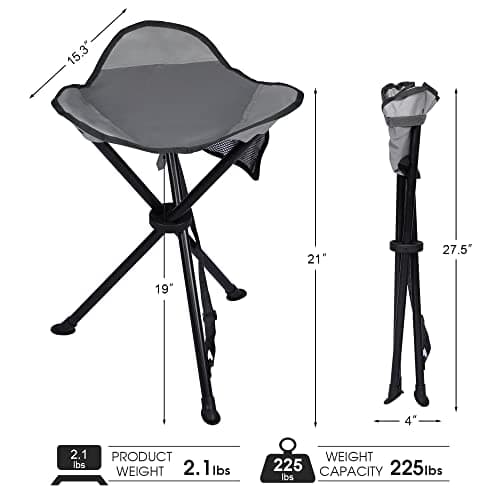 Portal Folding Stool Camping Stool Collapsible Tripod Portable Lightweight Fold away Small Chair Pop up Travel Seat for Hiking Backpacking Fishing Walking Events Festival Load 102KG — view 3