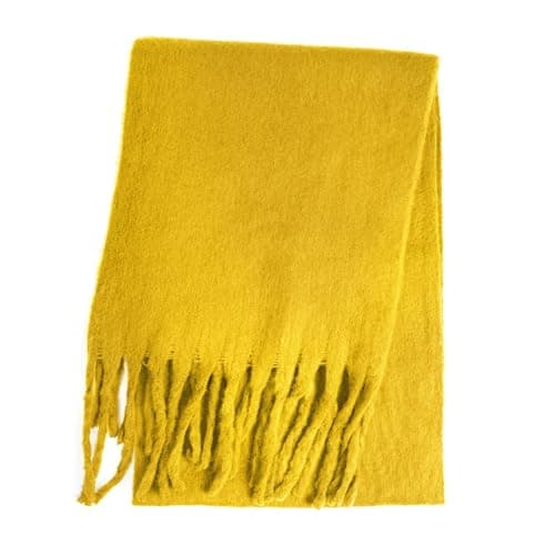 TUSHUSTY Scarf for Women Men Winter Plaid Soft Warm Neck Wrap, Yellow — view 4