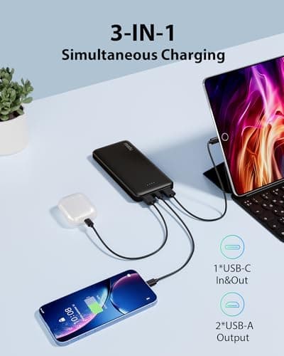 Miady 2 Pack Power Bank Portable Charger Fast Charging 10000mAh — view 3