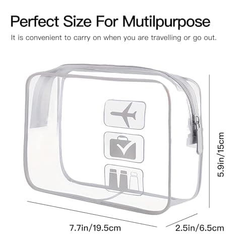 Clear Toiletry Bags for Travel, 2 Pack TSA Approved Airport Liquids Bag, 20x20cm See Through Wash Bag, Waterproof PVC Transparent Makeup Bag Cosmetic Pouch for Men & Women Hand Luggage — view 4