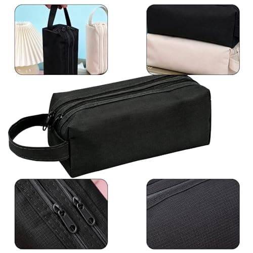 Toiletries Bag Men, Small Wash Bag for Travel Essentials, Compact Toiletry Bag for Gym and Outdoor Use, Oxford Fabric Toiletry Bag Small in Navy Beige Black — view 3
