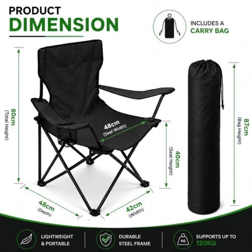 ALAYSTAR Folding Camping Chair Portable Outdoor Seat with Cup Holder — view 2