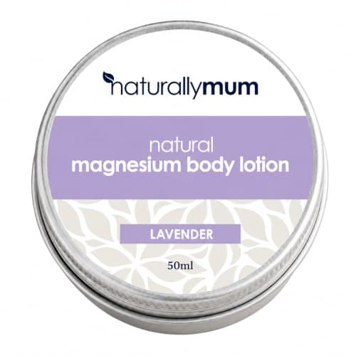 NaturallyMum Magnesium Body Lotion 50ml | Lavender Magnesium Cream for Adults | Travel Size Magnesium Moisturiser with Shea Butter, Coconut & Macadamia Oil | Fast Absorbing, Non-Greasy Formula