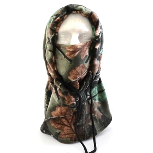 RALSPEC Camouflage Fleece Balaclava Warm Winter Windproof Thermal Hood Neck Warmer Mask English Oak Tree Real Leaf Camo Hunting Photography — view 3