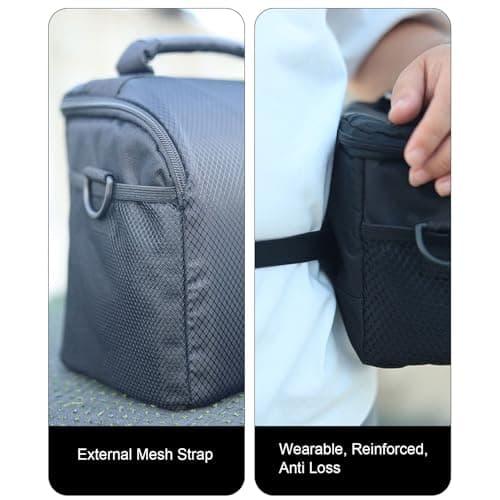 Denash DSLR Camera Case, Large Capacity Water Proof Polyester Portable Camera Bag with Detachable Shoulder Strap, for Camera Lens Accessories (Large Size 1.69 X 9.06in) — view 2
