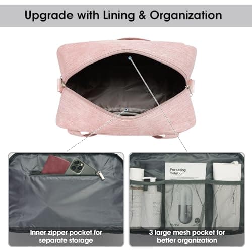 Narwey for Ryanair Cabin Bags 40x30x20 Underseat New Ryanair Travel Duffel Hospital Bag Ryan Air Carry on Luggage Holdall Overnight Weekend Bags for Women and Men 20L (Pink) — view 4