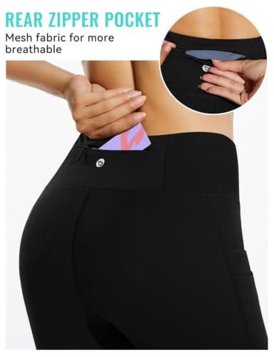 baleaf Women's Fleece Lined Leggings Thermal Water Resistant Legging High Waisted Winter Running Hiking Sports Trousers with Pockets Black XL — view 4
