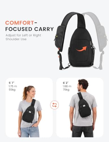 SKYSPER Sling Bag RFID Cross Body Bag Anti Theft Crossbody Backpack Travel Shoulder Daypack(Black) — view 6
