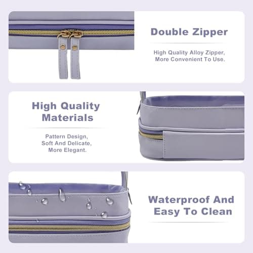 Sangula·Valley Makeup Bag 3 Pack, Double Layer Transparent Cosmetic Bag Organizer, Women's Toiletry Bag, Travel Essentials (Purple) — view 5