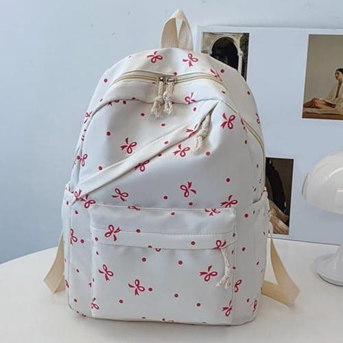 Pink School Bag for Girls Boys Kawaii Bow Backpack with Lunch Bag Pencil Case 3PC Set Coquette Style Daypack for Teens Primary Secondary Middle School Kids Outdoor Activities Hiking Daypack 6-18 Years — view 3