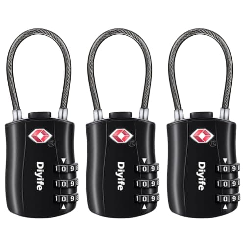 Diyife TSA Approved Luggage Locks with Flexible Steel Cable, Easy to Set up