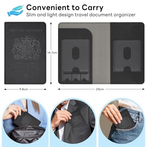 YAVIV Passport Holder for Women&Men，Travel Wallet RFID Blocking-Black-1 — view 5
