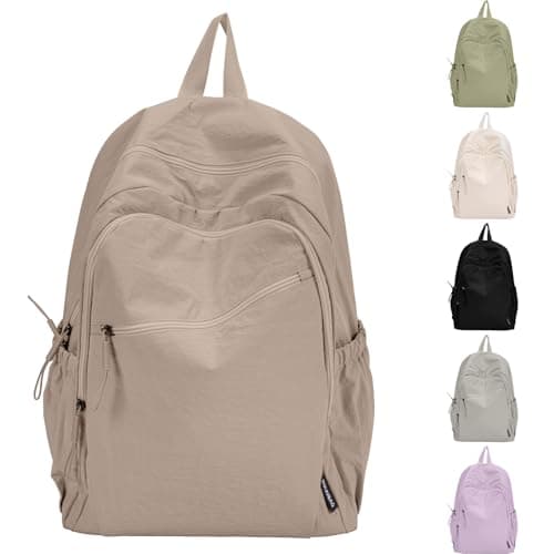 SCCGKP School Backpack Causal Travel School Bags Lightweight Rucksack Bag Water Resistant Students Bookbag for Women Teenage Girls Boys College Work Daypack (Khaki)