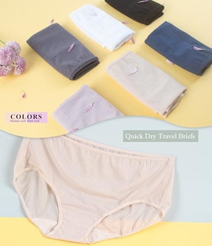 ANLIQI Quick Dry Underwear for Women Travel Panties Pack Hipster Panty Soft & Lightweight Bikini Brief Stay Fresh Undies, Briefs-3h Packs, 3XL — view 6