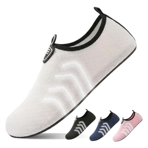 Water Shoes with Reflective, Beach Swim Shoes Lightweight Barefoot Aqua Quick Dry Breathable Swim for Women Men Surfing Running Driving Pool Yoga