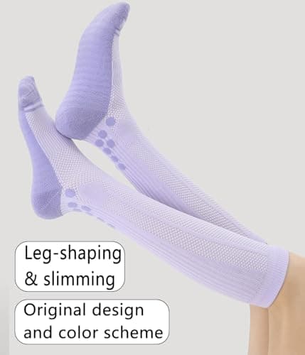 AmiCera Compression Socks for Women, Running Socks Knee High Compression Stockings for Sports Flying Fitting, Ankle Support Breathable Durable, Maternity Pregnancy Nurses Travel Cushion Sock,Brown — view 4