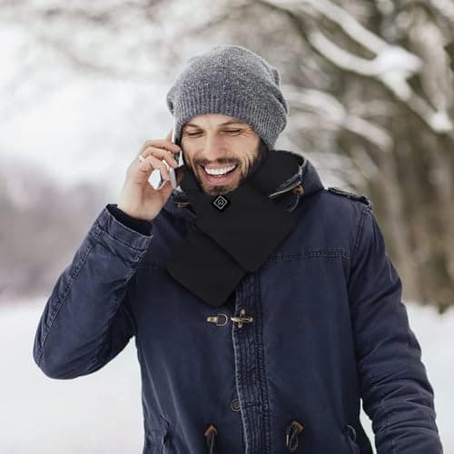 Heated Scarf,Winter Electric Heated Neck Scarf,USB Charging Heating Scarf with 3 Heating Levels,Neck Heating Pad for Pain Relief Thermal Neckerchief,Winter Gift for Men Women Outdoor Skiing(Black) — view 6