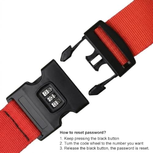 StoneMaxi Adjustable Luggage Straps With Locks 3 Digit Combination Lock Multi-Colour Travel Suitcase Straps Security Password Lock Travel Accessories Suitcase Belt (Red) — view 4