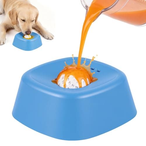 OSDUE Slow Feeder Dog Bowl, Dog Lick Bowl for Liquid Wet Food, Anti-Slip Treat Toy Bone Broth Yogurt Dogs Bowls with Dogs Lick Ball for Large Medium Small Puppy Breeds (Blue)
