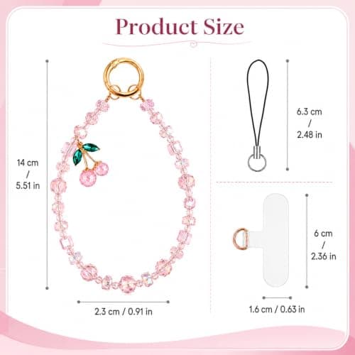 Phone Charm Wrist Strap for Women, Beaded Bracelet Wristlet Chain Lanyard — view 2