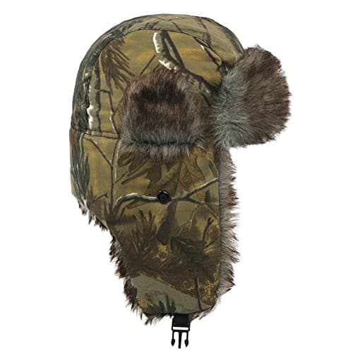TINAYAUE Winter Trapper Hunting Hat with Ear Flaps Fallen Leaf Camo Cap Faux Fur Ushanka Russian Warm Hat Unisex Windproof Hunter's Hat Cold Weather Winter Hats for Hunting, Skiing, Hiking — view 4
